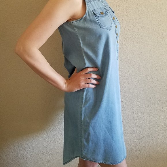 New York & Company Denim Dress Womens Small Sleeveless Blue Jean Light Washed - Picture 6 of 9